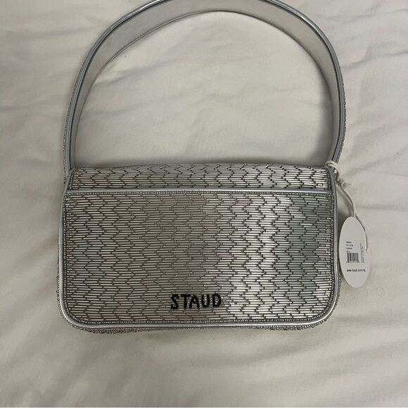 STAUD Tommy beaded bag silver - Picture 4 of 5